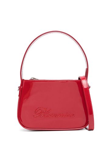 Blumarine rhinestone-logo patent-finish tote bag - Red