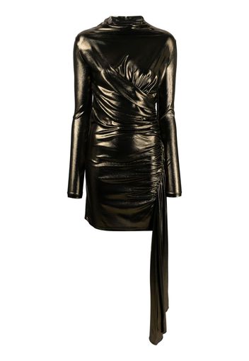 Blumarine draped metallic long-sleeve dress - Gold