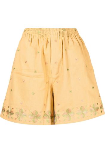BODE embroidered-pattern flared shorts - Brown