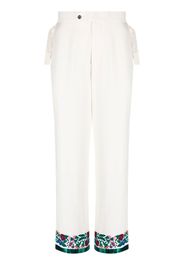 BODE embroidered-hem detail trousers - Neutrals