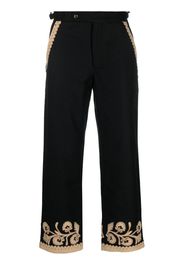 BODE embroidered-hem detail trousers - Black