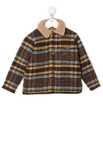 Bonpoint checked shearling-collar jacket - Brown