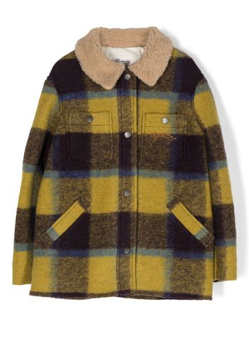 Bonpoint checked shearling-collar wool jacket - Yellow