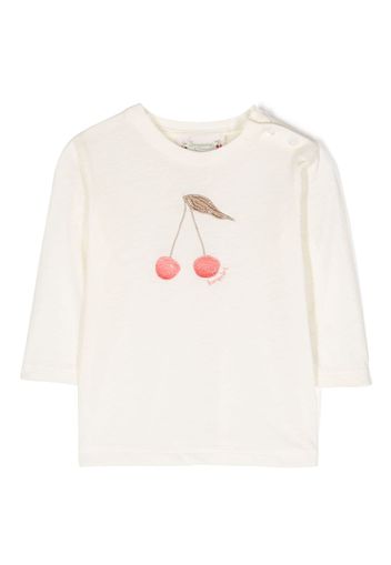 Bonpoint cherry-print long-sleeved T-shirt - Neutrals