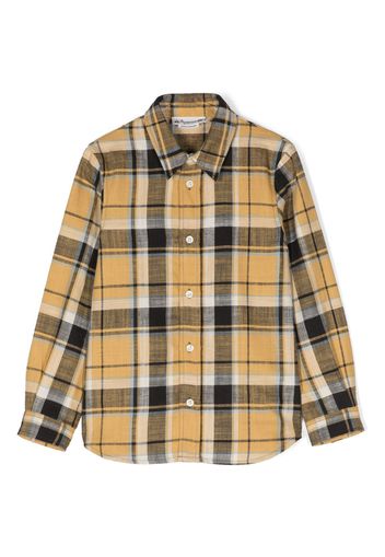 Bonpoint check-print button-down shirt - Yellow