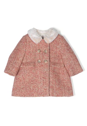 Bonpoint double-breasted shearling-collar coat - Pink