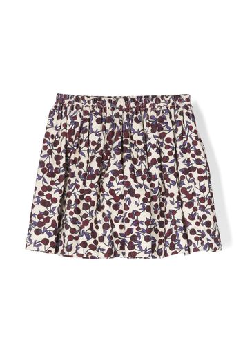 Bonpoint cherry-print corduroy pleated skirt - Neutrals