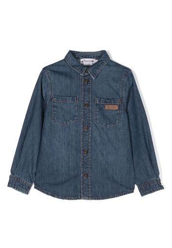 Bonpoint button-up cotton denim shirt - Blue