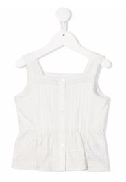 Bonpoint TEEN pointelle-trim button-up blouse - White