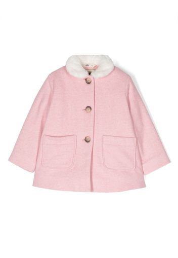 Bonton faux-fur collar coat - Pink