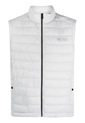 BOSS logo-flocked quilted gilet - Grey