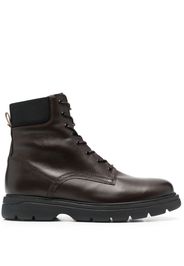 BOSS lace-up calf leather boots - Brown