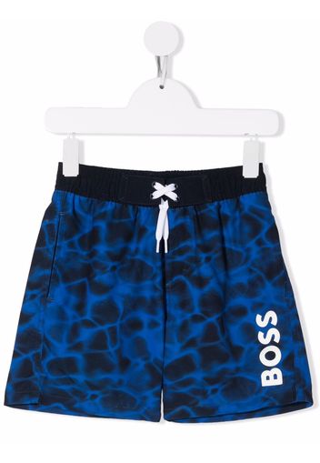 BOSS Kidswear logo-print swim shorts - Blue