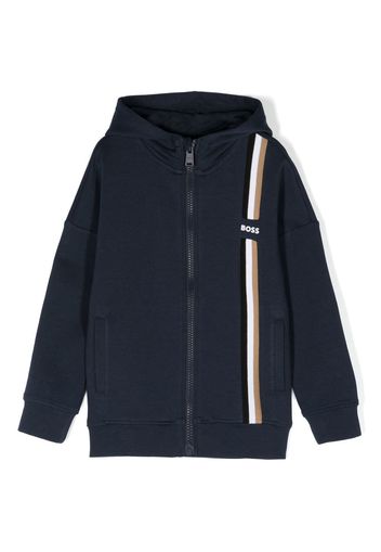 BOSS Kidswear logo-embossed hooded jacket - Blue