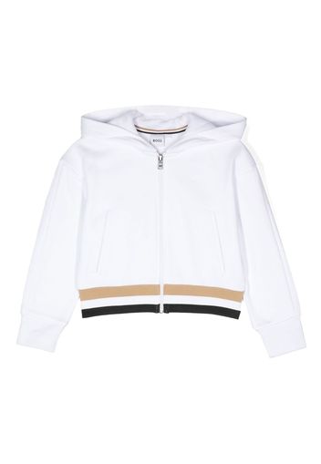 BOSS Kidswear mesh-panelled zip-up hoodie - White