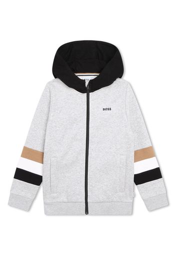 BOSS Kidswear logo-print zip-up jacket - Grey