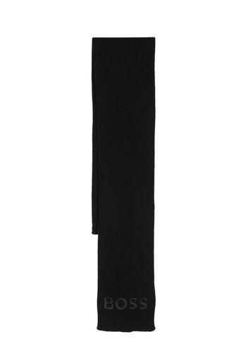 BOSS Kidswear logo-embroidered cotton scarf - Black