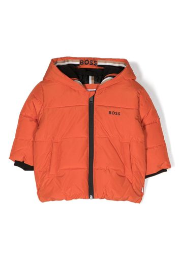 BOSS Kidswear logo-print hooded jacket - Orange