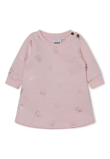 BOSS Kidswear logo-print crew-neck cotton dress - Pink