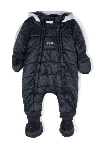 BOSS Kidswear monogram-pattern padded snowsuit - Blue