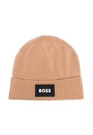 BOSS Kidswear embroidered-logo beanie hat - Neutrals