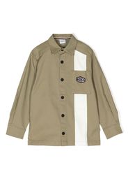 BOSS Kidswear logo-patch twill shirt - Brown