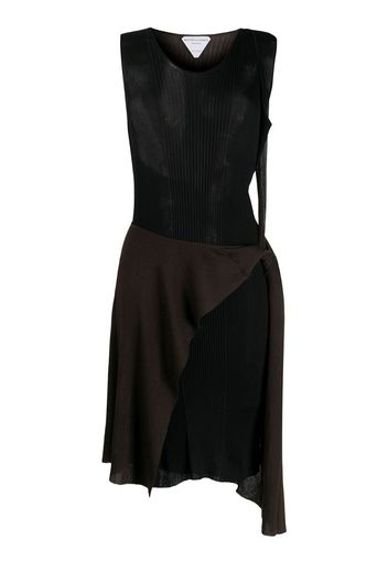 bicolour sheer rib-knit dress