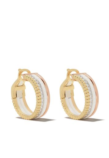 18kt yellow, rose and white gold Quatre White Edition diamond and white ceramic hoops