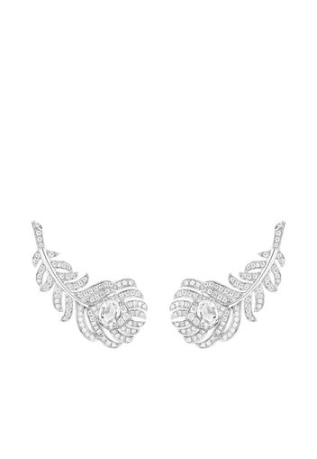 18kt white gold diamond Plume de Paon ear clips