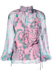 Brandon Maxwell swirl-print silk blouse - Pink