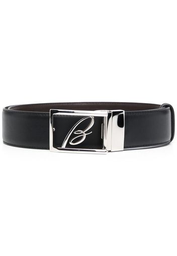 Brioni logo plaque leather belt - Black