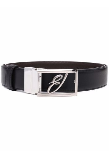 Brioni logo-plaque leather belt - Black