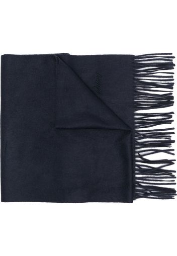 Brioni fringe-detail cashmere scarf - Blue