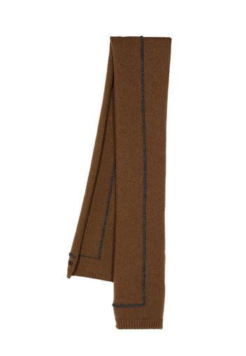 Brioni contrast-trim knitted scarf - Brown