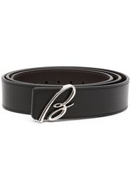 Brioni logo-plaque leather belt - Black