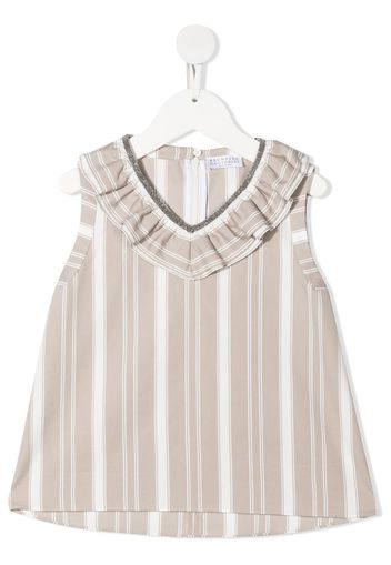 Brunello Cucinelli Kids ruffle neckline blouse - Neutrals