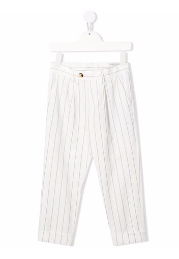 Brunello Cucinelli Kids stripe-print tailored trousers - White