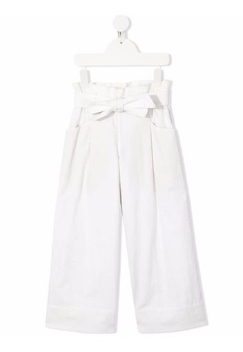 Brunello Cucinelli Kids belted high waisted trousers - White