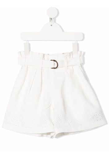 Brunello Cucinelli Kids belted linen Bermuda shorts - White