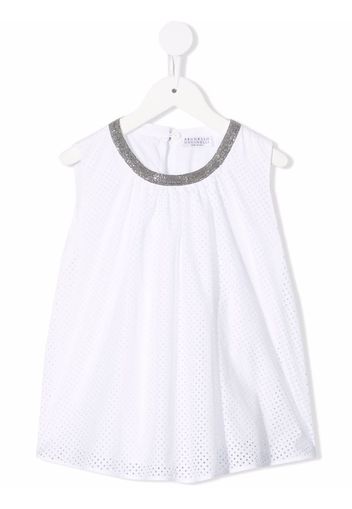 Brunello Cucinelli Kids round neck tunic top - White