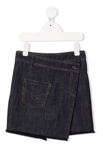 Brunello Cucinelli Kids linen denim-style skort - Blue