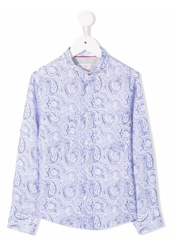 Brunello Cucinelli Kids paisley-print button-up shirt - Blue