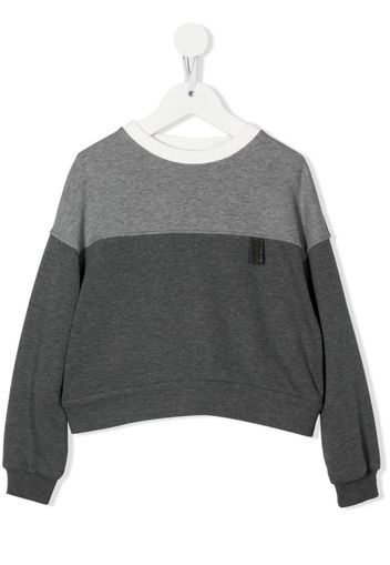 Brunello Cucinelli Kids colour-block crew-neck sweatshirt - Grey