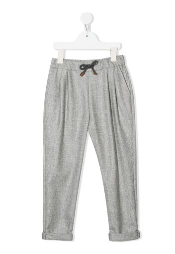 Brunello Cucinelli Kids drawstring virgin-wool trousers - Grey