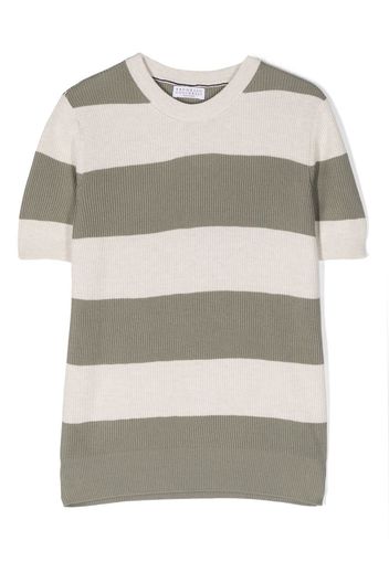 Brunello Cucinelli Kids striped short-sleeve T-shirt - Green