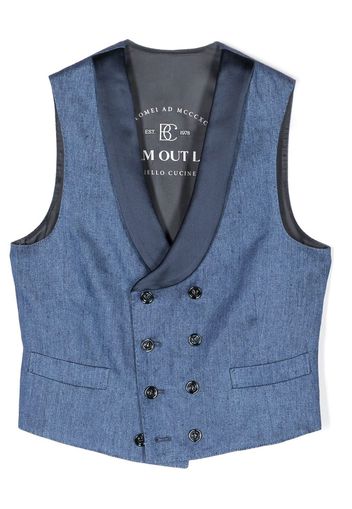 Brunello Cucinelli Kids double breasted linen/flax waistcoat - Blue