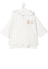 Brunello Cucinelli Kids logo-patch striped zip-up hoodie - White