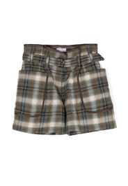 Brunello Cucinelli Kids plaid-check quilted shorts - Neutrals