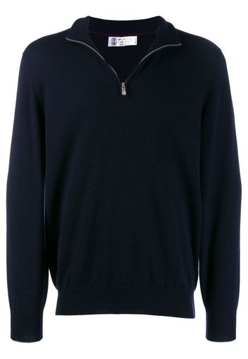 Brunello Cucinelli cashmere half zip sweater - Blue