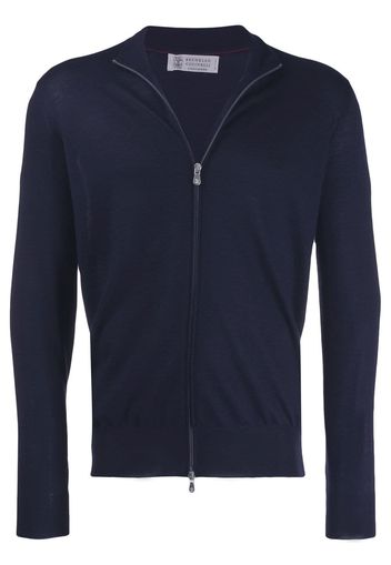 Brunello Cucinelli zip fine knit cardigan - Blue